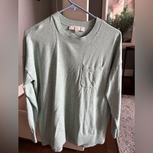 LOFT Light Green Crew Neck Sweater